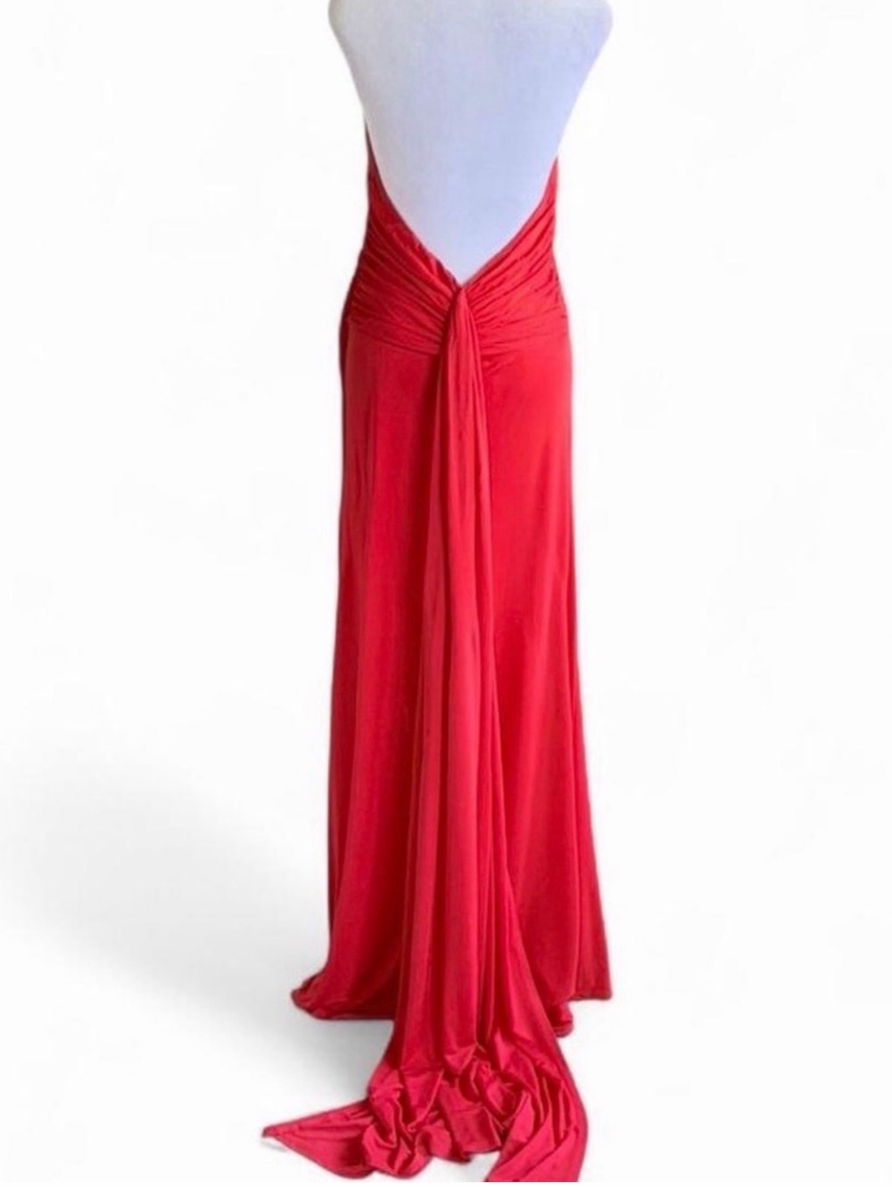STAUD Red One-Shoulder Halter Gown with Thigh Slit - Picture 8 of 8